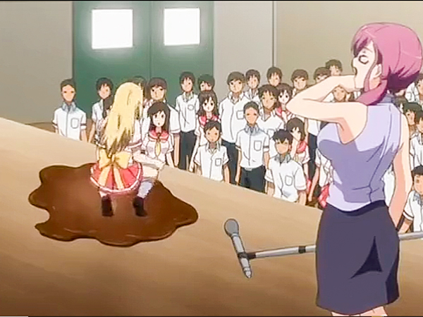 ブーメランキターーーー！クズレイパーたちのリーダー生徒会長が全校生徒前で屈辱の脱糞おもらしイキ！！！